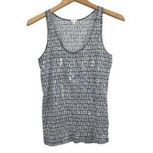 J. CREW Abstract Print Sequin Tank Size Small